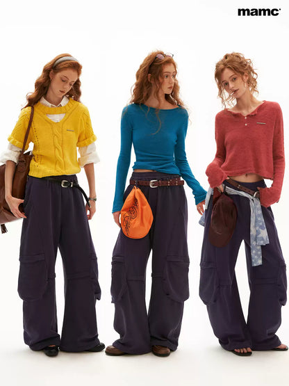 MAMC - Lazy Luxe Sculpted Purple Wide-Leg Sweatpants