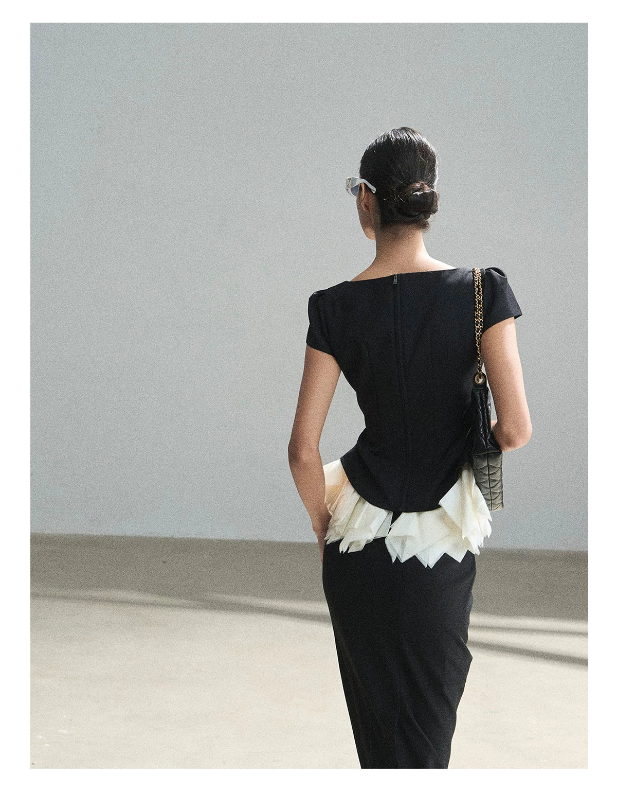 "Her Black & White Poem" Elegant Contrast Two-Piece Set