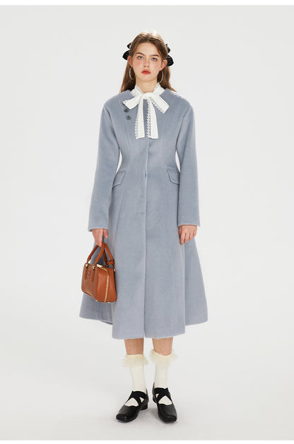 Misty Blue Wool Coat (with scarf)