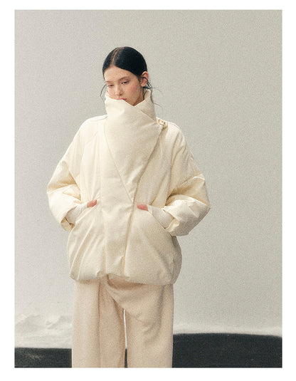 040126 "The Fluffiness of Snow" Down Jacket - Creamy Apricot White