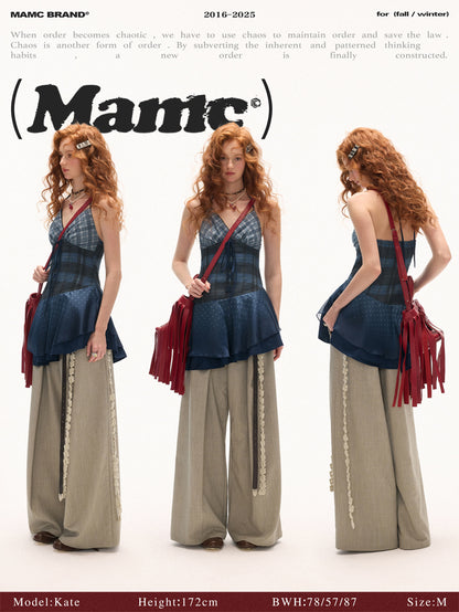 MAMC - Blue Plaid Patchwork Cami Dress