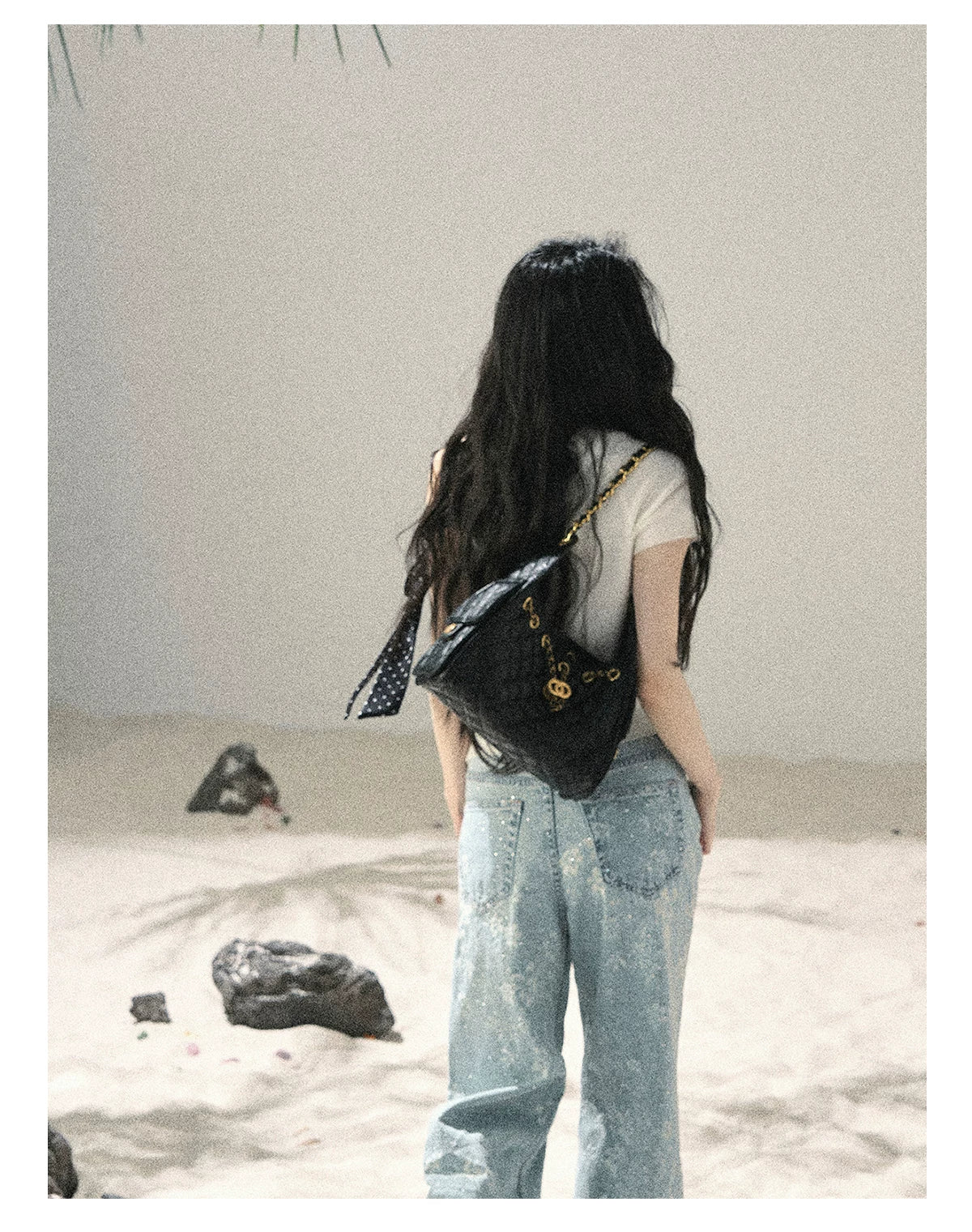 "Twinkling Starlight" Sky Blue Floral Rhinestone Wide-Leg Jeans