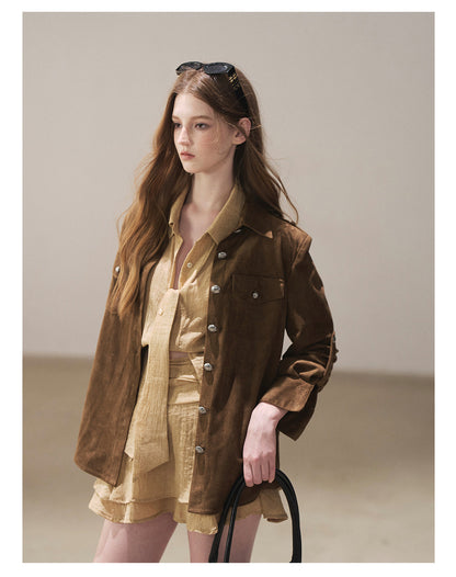170726 "Scattered Across the Dunes" Rich Cocoa Utility Shirt with Belt