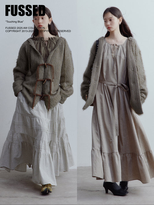 FUSSED Misty Forest Wool Mohair Knit Cardigan – Moss Green FOF-25SS130