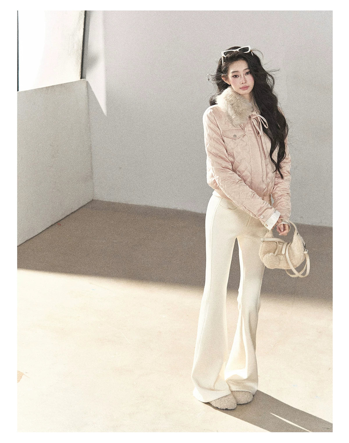 AOMALM - Cinnamon Pink 90% White Duck Down Cropped Puffer Jacket