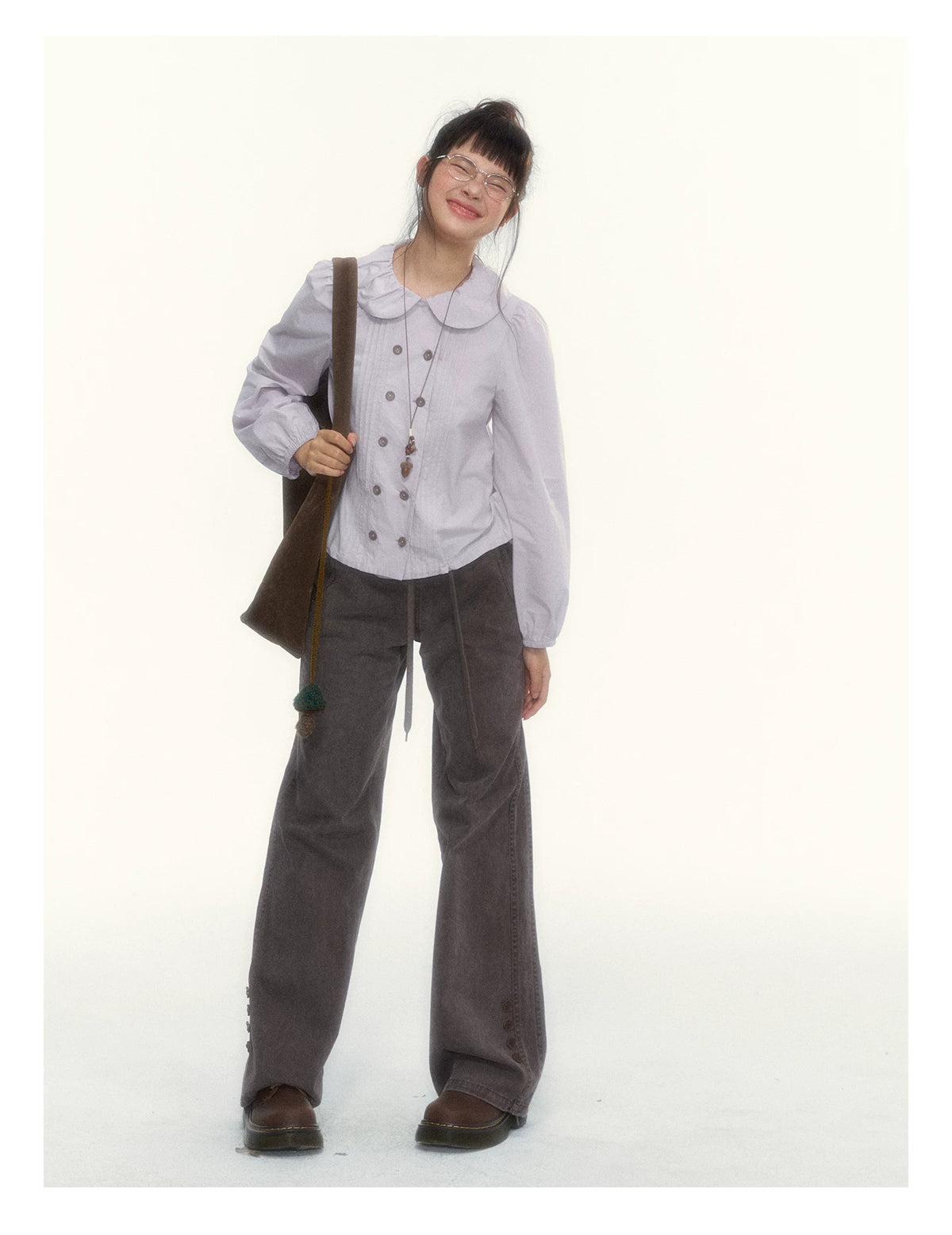 "A Season Called Autumn" Coffee Brown Vintage Washed Wide-Leg Utility Pants