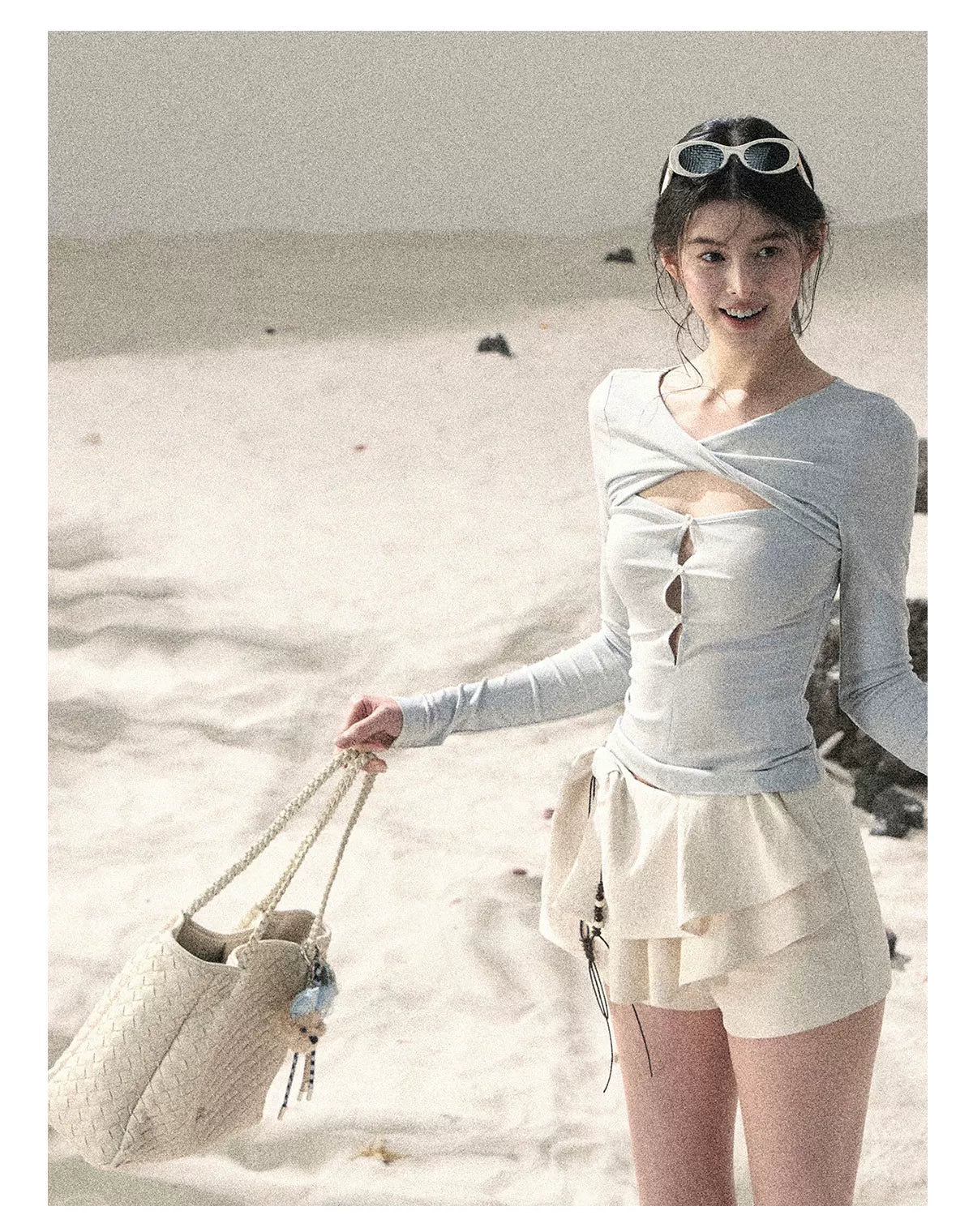 "Layered Petals in Motion" Dutch Cream Ruffle Skort 5324853