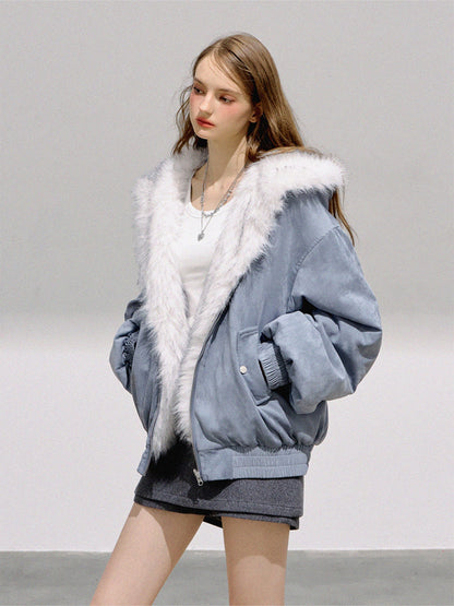 BOHOL BLING - Glacier Blue Reversible Faux Suede Fleece Jacket