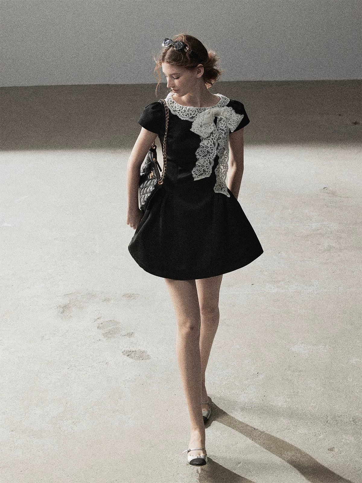 "A River Woven by Moonlight" Rich Black Lace Cocktail Mini Dress