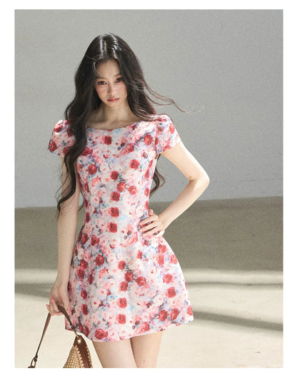 "Half a Rose" Dried Rose Fit & Flare Mini Dress