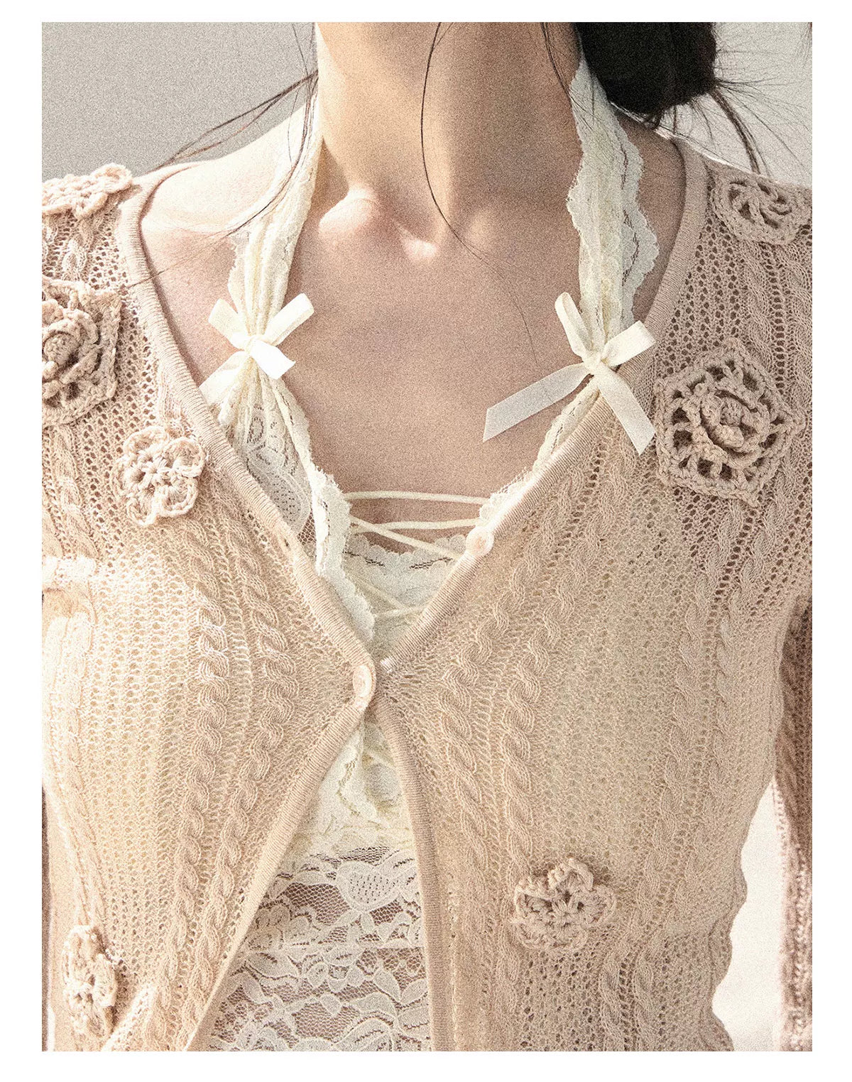 "Moss Whisper" Knit Sun Protection Cardigan & Cami Top