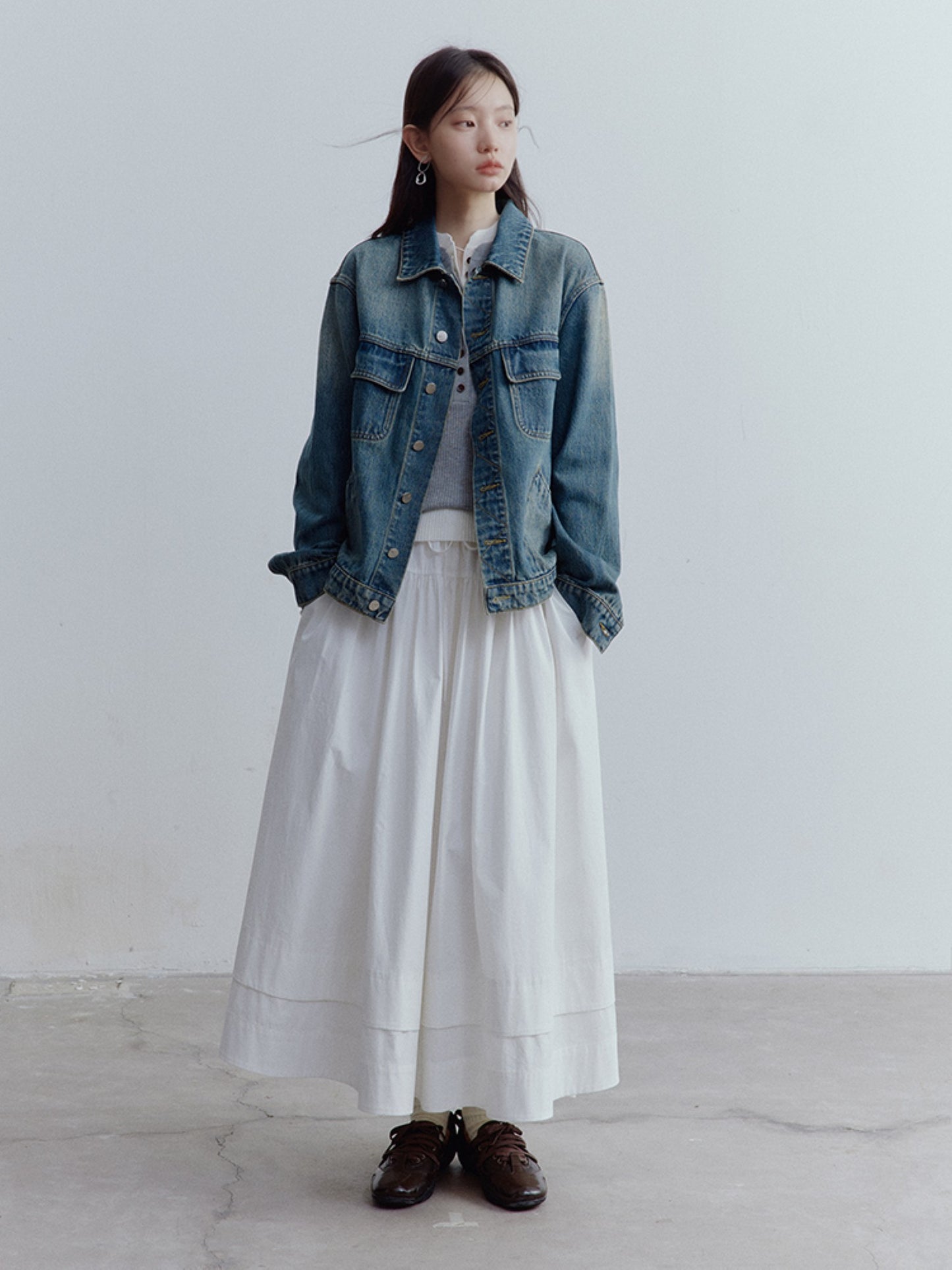 FUSSED Vintage Blue Oversized Washed Denim Jacket FOF-25SS165