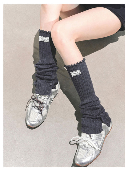 少也眼 “Whispered Warmth" Knit Winter Leg Warmers - Black