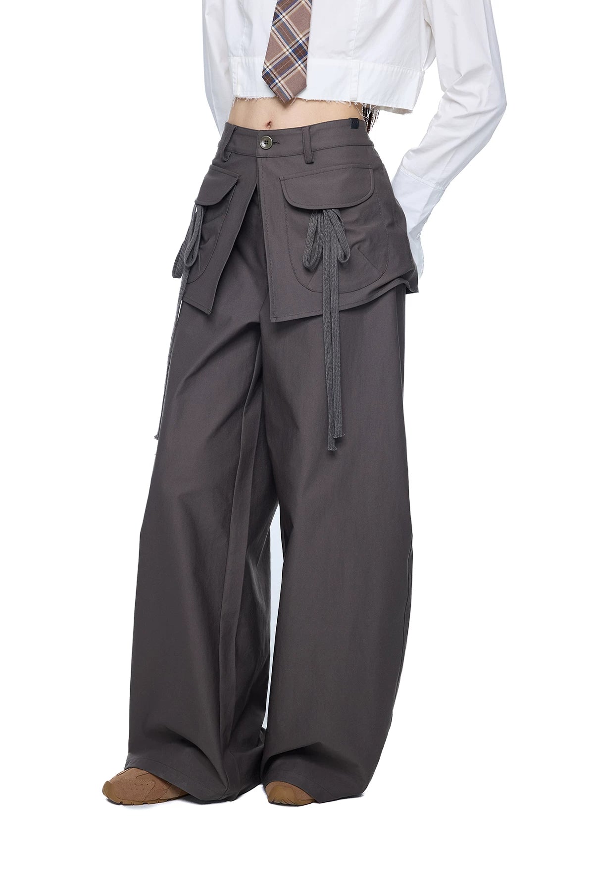 EZEK | Patchwork Drawstring Wide-Leg Lounge Pants (Black / Gray)