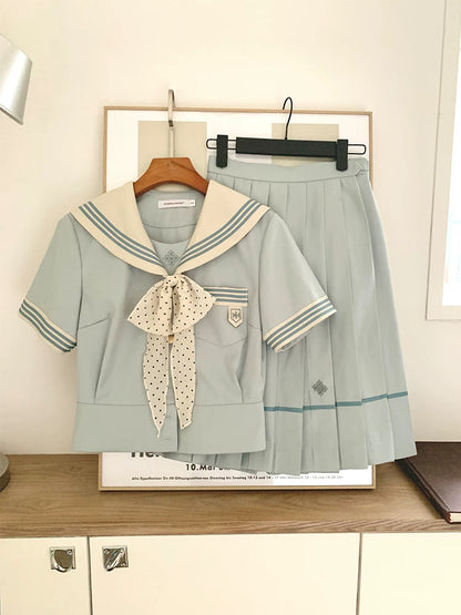 "Mint Whisper" Mint White Sailor Uniform Set