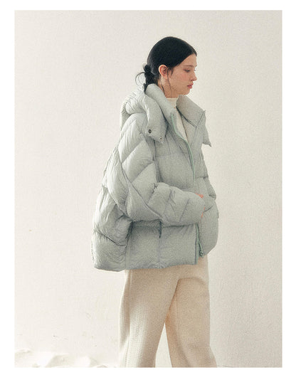 少也眼 "Thawing Snow Realm" Matte Nylon Down Puffer Jacket - Glacier Blue