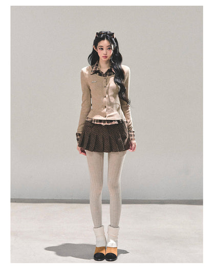 少也眼 “Whispers of Moss” Layered-Effect Polo Knit Top 543647584