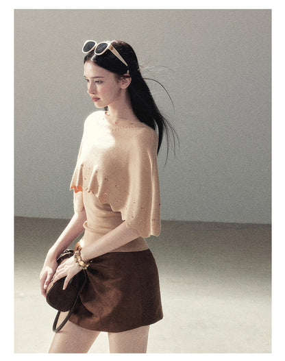 170726 "Stardust in the Air" Cinnamon Pink Cape Sweater & Cami Set