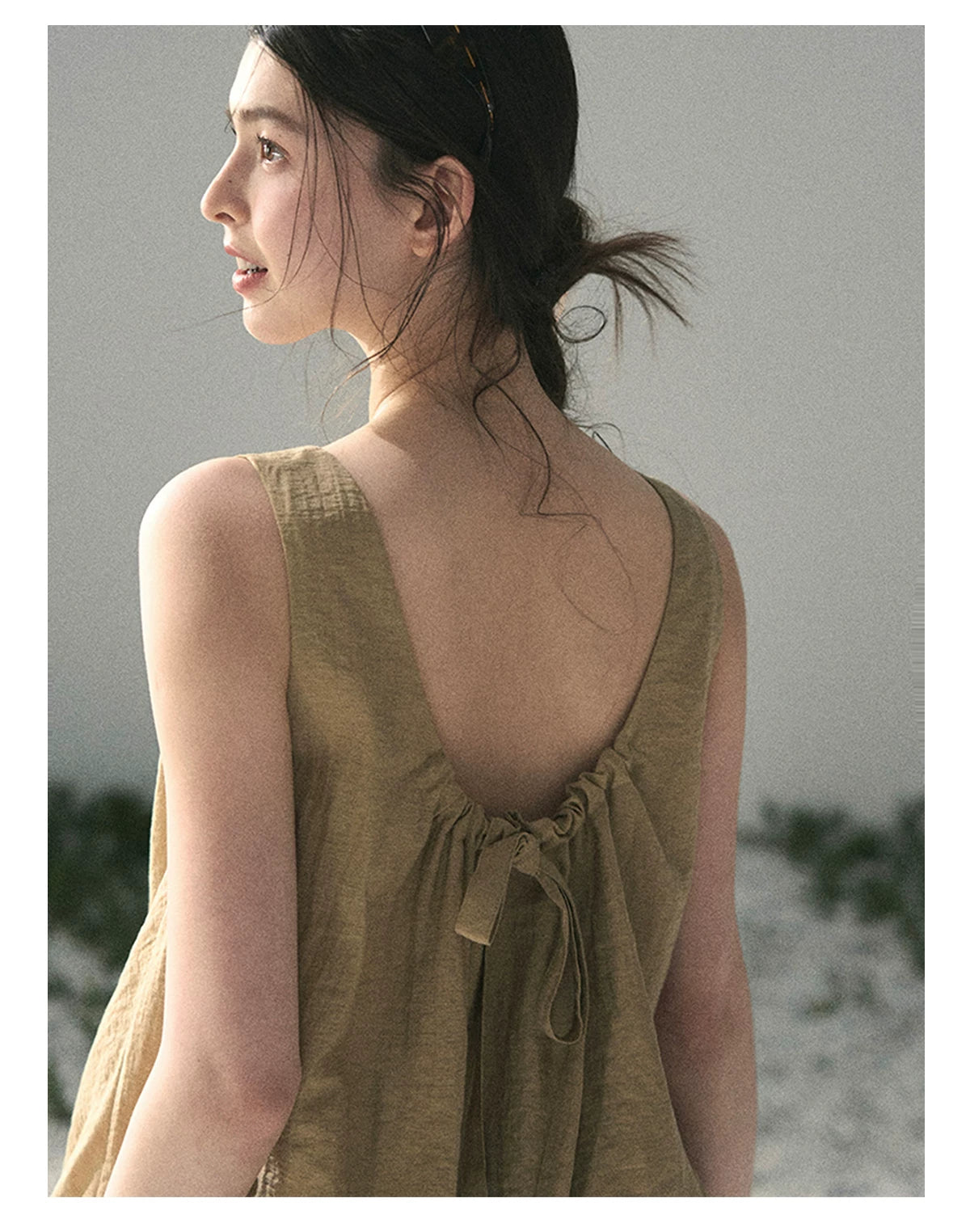 “Whispering Grass” Milk Tea Twist Mini Dress