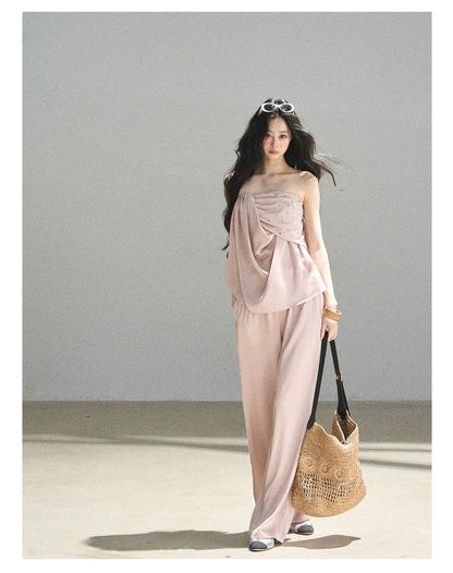 "Summer Rain at Dusk" Dusty Rose Satin Two-Piece Set