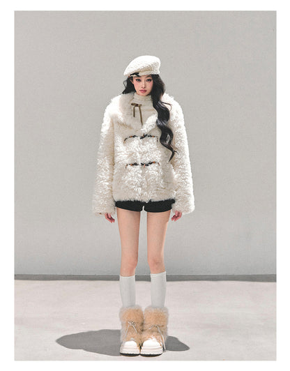 少也眼 “Soft Snow” Shearling Wool-Blend Jacket 3484356132