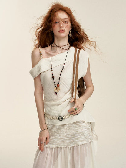 White Asymmetrical One-Shoulder Top