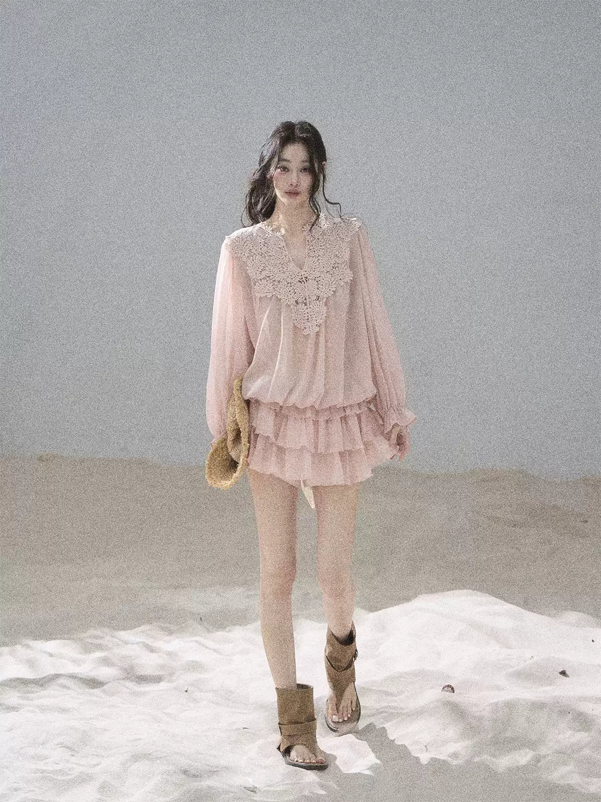"Flowers on the Breeze" Blush Pink Top & Mini Skirt Two-Piece Set