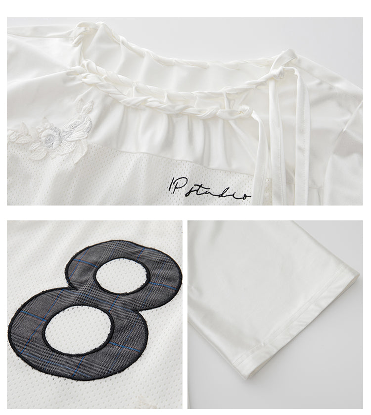 1P - “The Girls” Glossy Mesh Rose Jersey Top