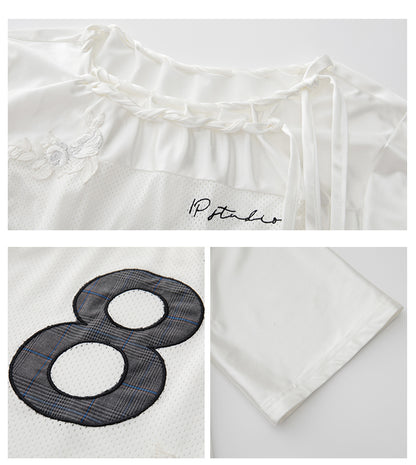 1P - “The Girls” Glossy Mesh Rose Jersey Top