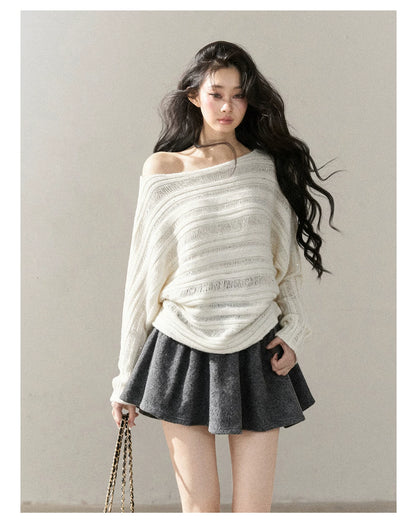 AOMALM - "Winter Traces" Dark Heather Gray Pleated A-Line Mini Skirt