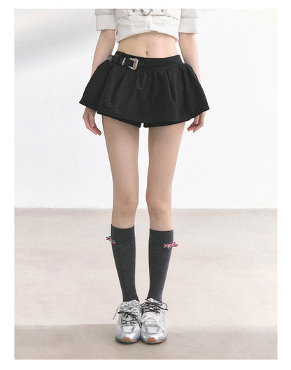 少也眼 "Annie Academy" A-Line Puff Mini Skirt - Black
