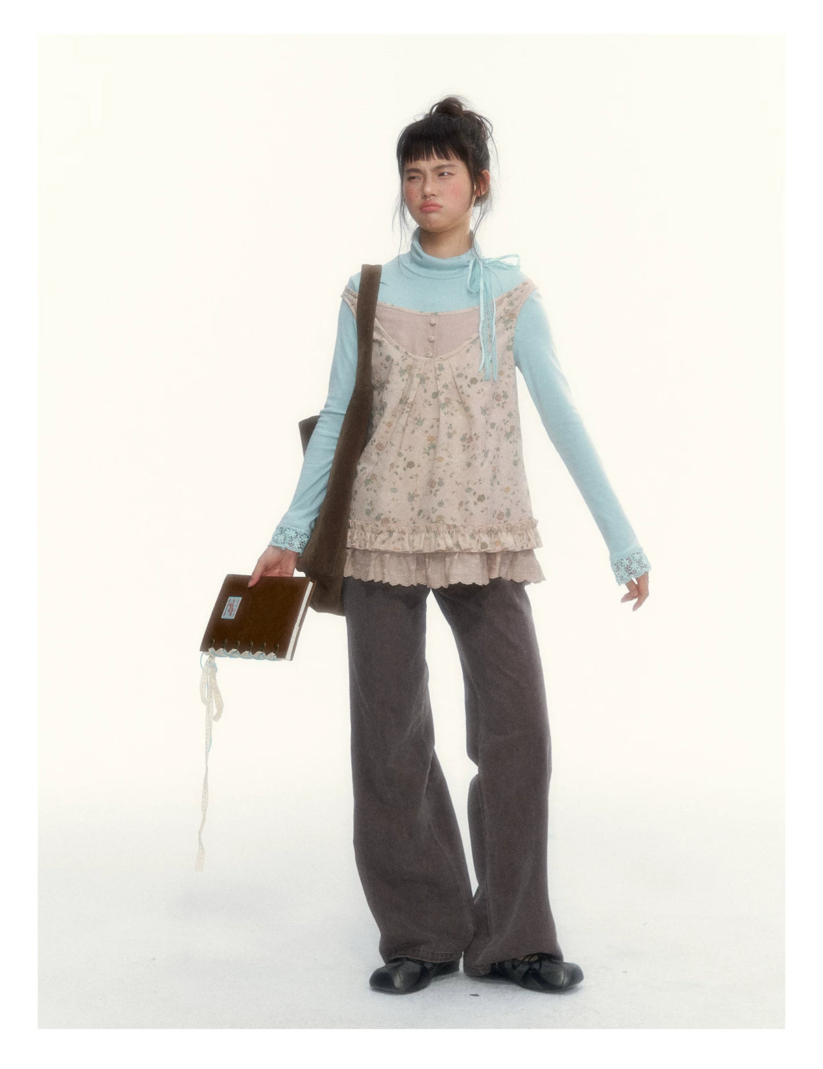 "A Season Called Autumn" Coffee Brown Vintage Washed Wide-Leg Utility Pants