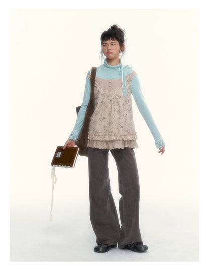 "A Season Called Autumn" Coffee Brown Vintage Washed Wide-Leg Utility Pants