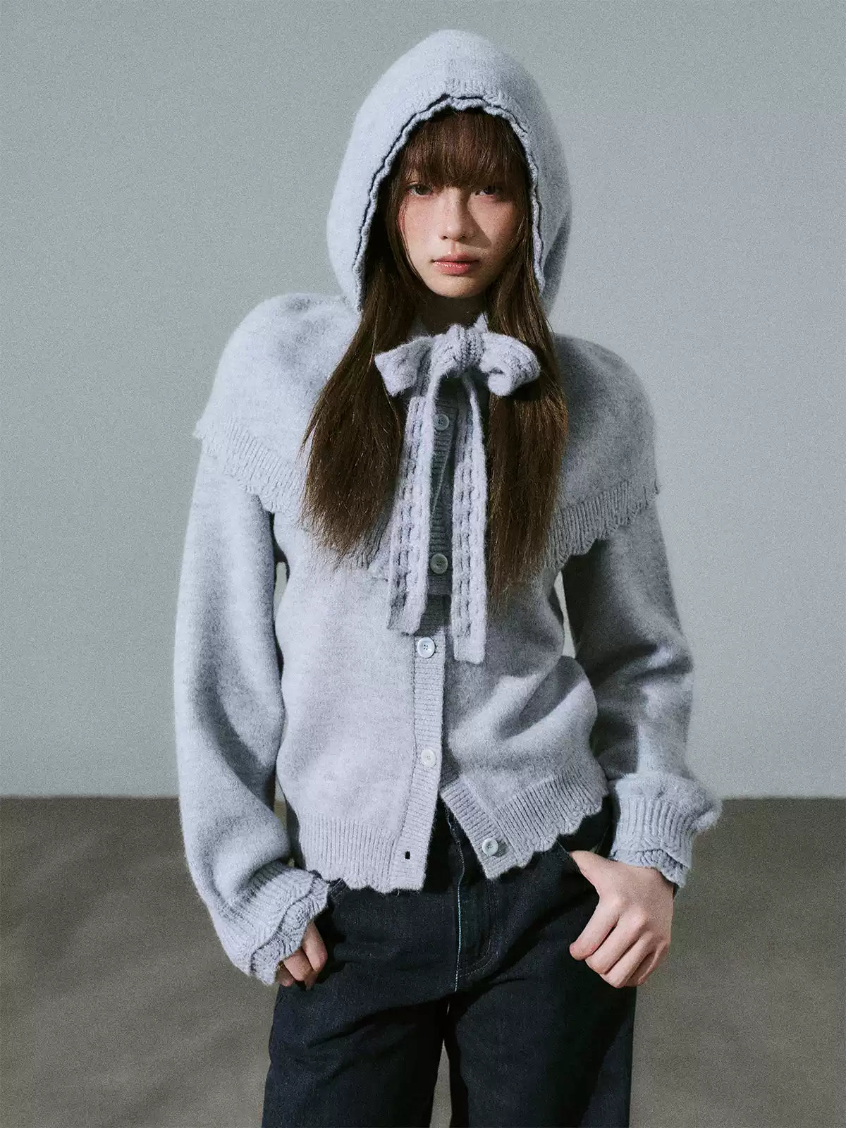 LOST FOREST - Misty Blue Gray Cape Sweater Set