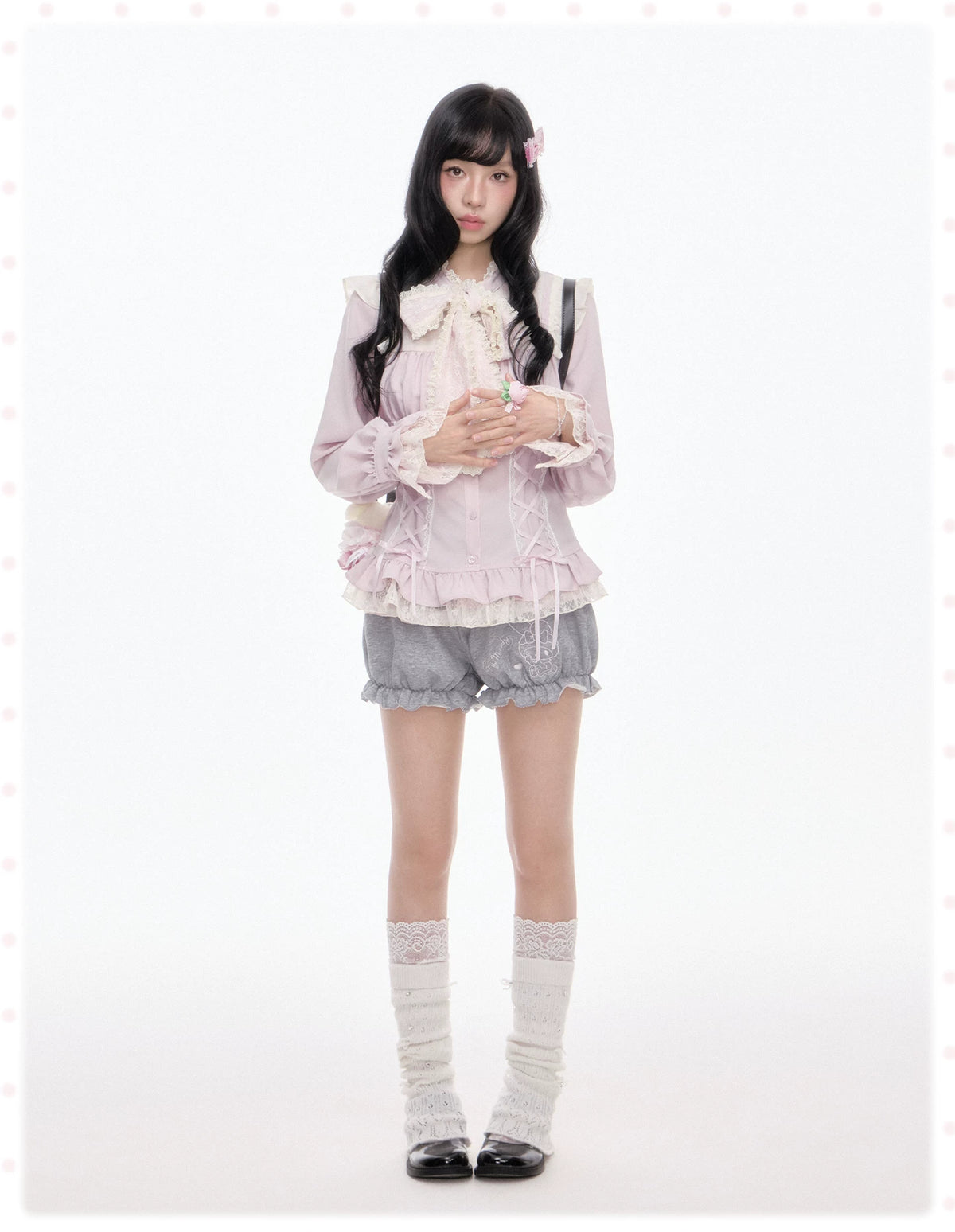 “Melody Mark!” Pink Shirt + Tiered Skirt + Bloomers Set