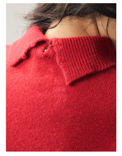 少也眼 “Snow-Wrapped Christmas Letter” Mock Neck Short-Sleeve Knit Top