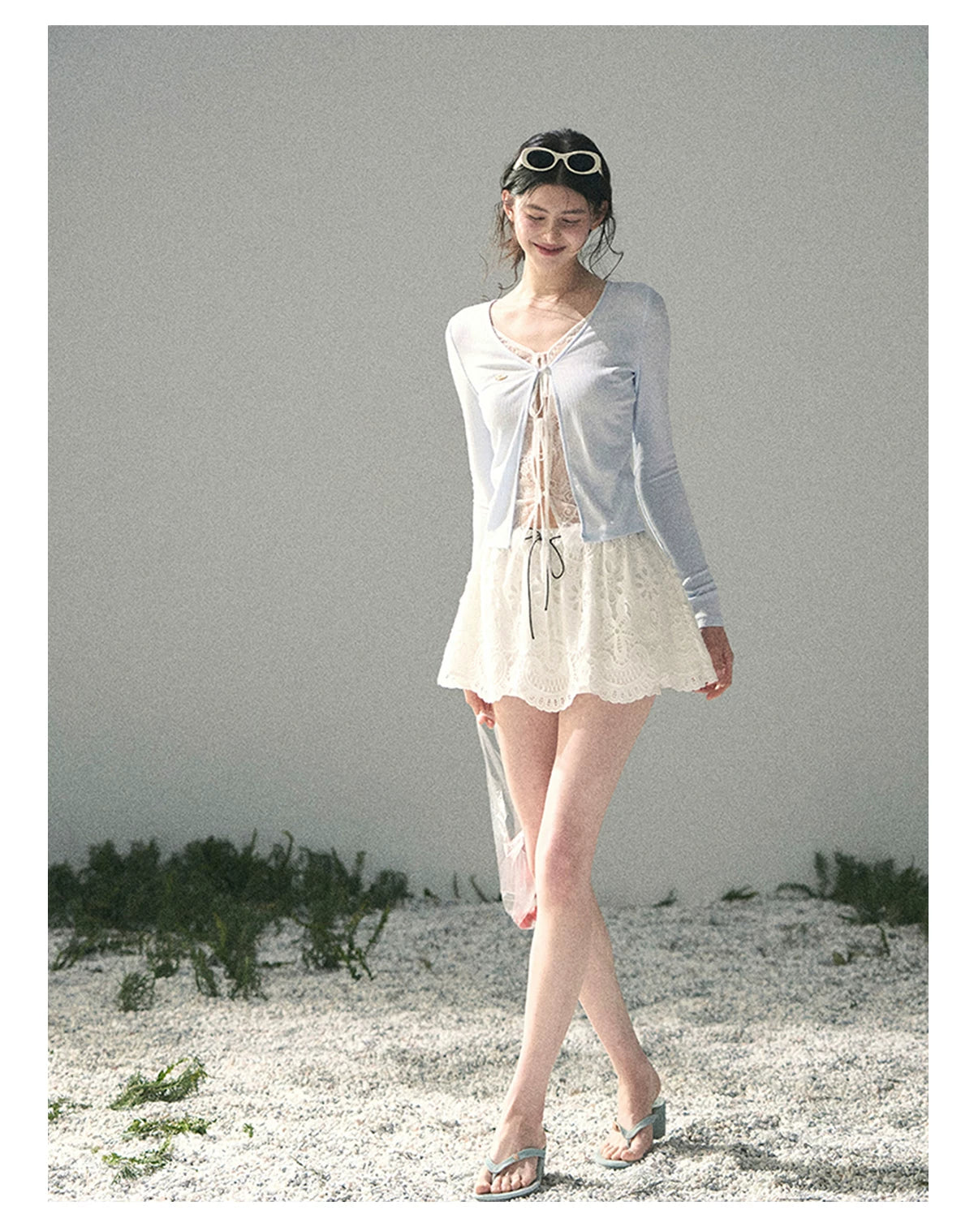 “Dreams Between Seams” Baby Blue Layered Lace Top