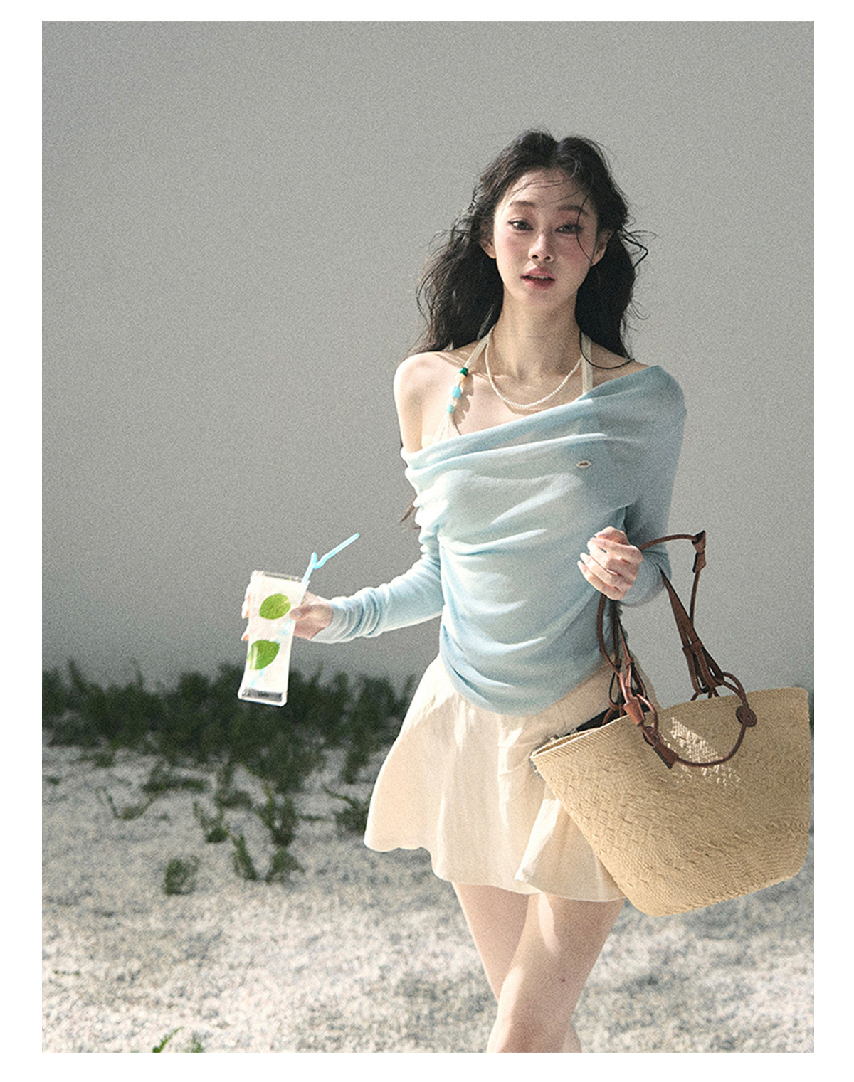 “Sugar Frost Diaries” Crystal Blue Layered Halter Top