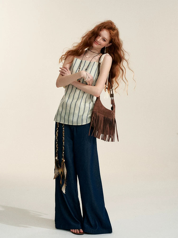 Longline Vertical Stripe Camisole Tank Top