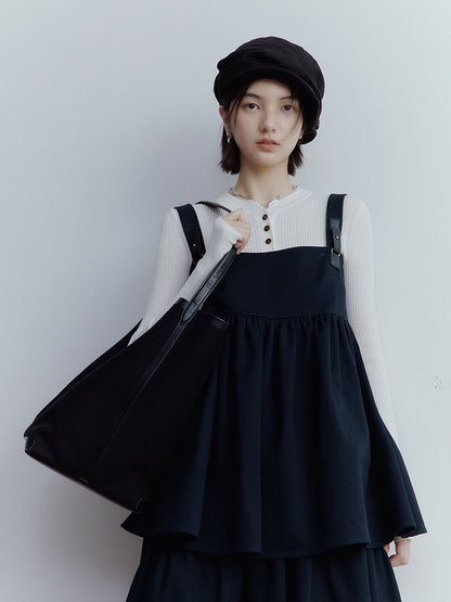 FUSSED Blues Dusky Blue Doll Top & A-Line Skirt Set FOF-25SS110