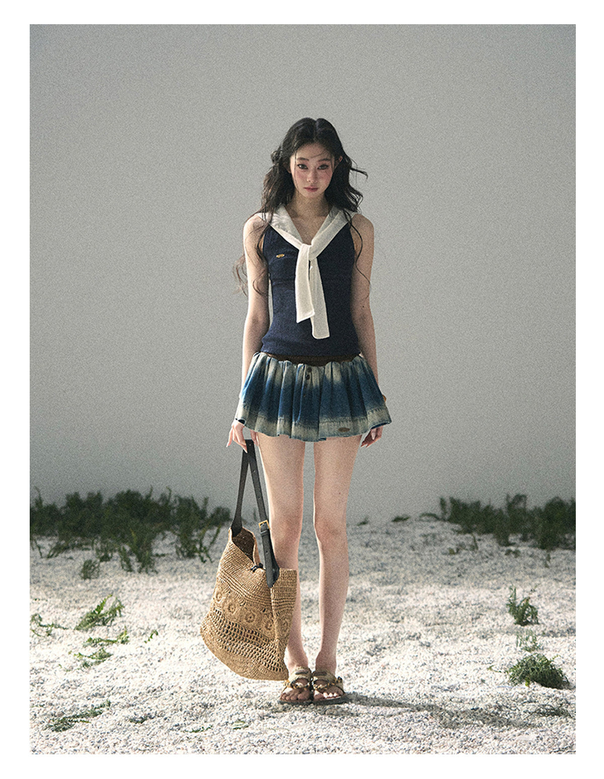 “Sea Breeze & Wheat Fields” Academy Blue Sailor Collar Top