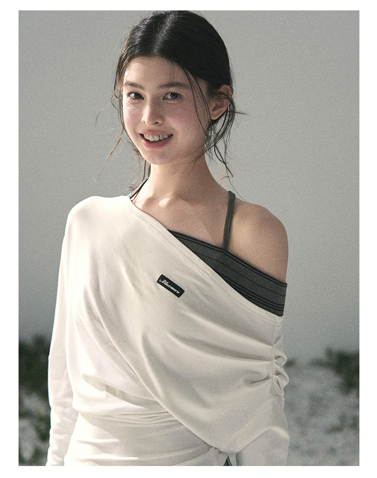 “Moonlit Monologue” Layered Off-Shoulder Halter Top