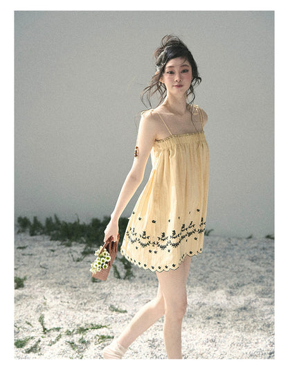 “Ripples Along the Hem” Butter Yellow Reversible Babydoll Dress
