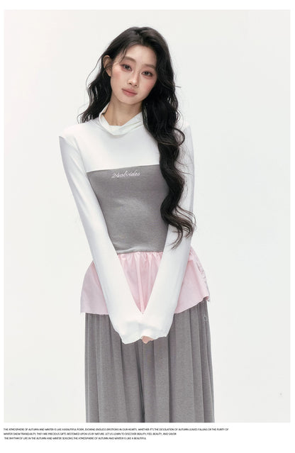 24olvides - Korean-Inspired Faux 3-Piece Top and Pants Set