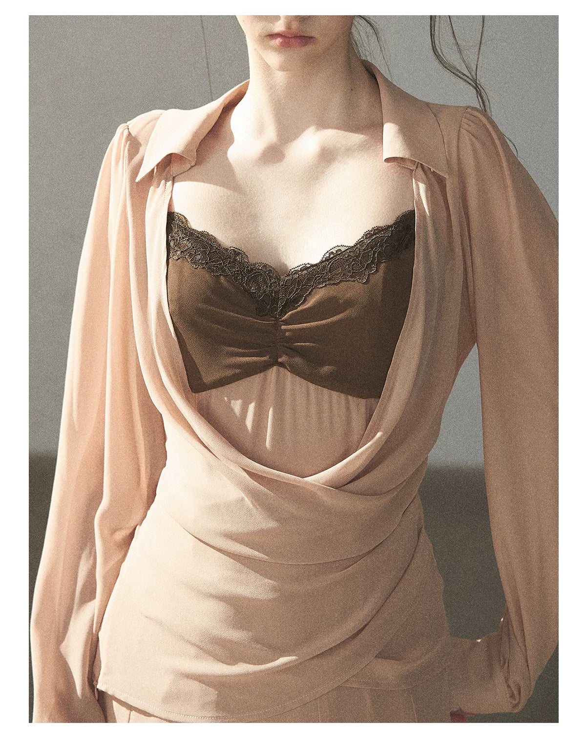 AOMALM - "The Next Fallen Leaf" Cinnamon Pink 2-Piece Set (Shirt / Cami Dress)