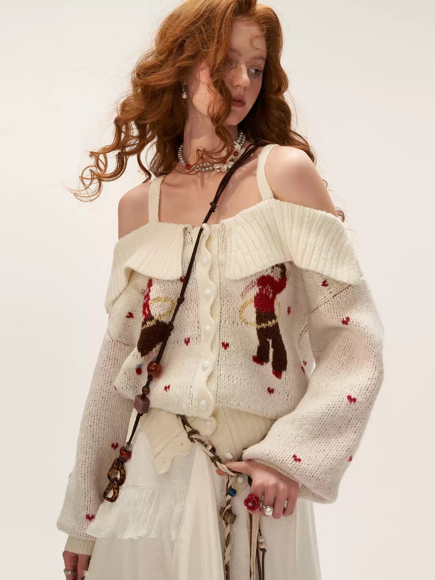 MAMC - Two-Way Hoop Neck Sweater Cardigan