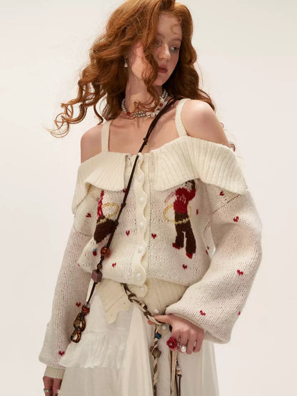 MAMC - Two-Way Hoop Neck Sweater Cardigan