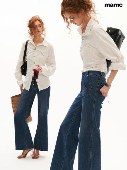 Vintage Blue Wide-Leg Denim Jeans