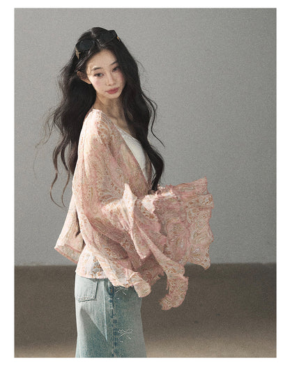 170726 "A Place Where Softness Rests" Lotus Mauve Ruffle Tie-Front Cover-Up Cardigan