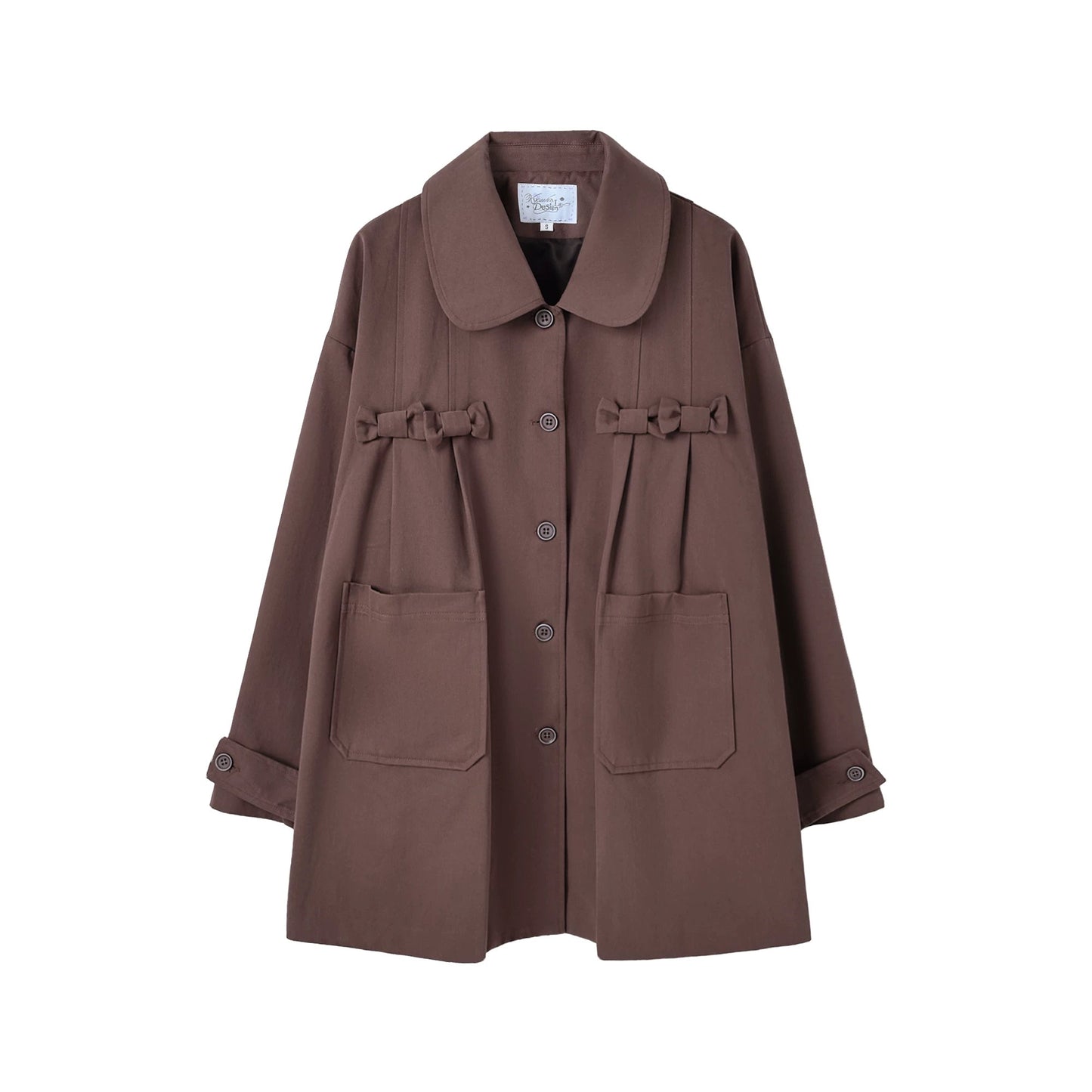 "Sage Whisper" Layered Trench Collection (Round Collar Coat / Knit Top / Polka Dot Cami / Plaid Skirt)